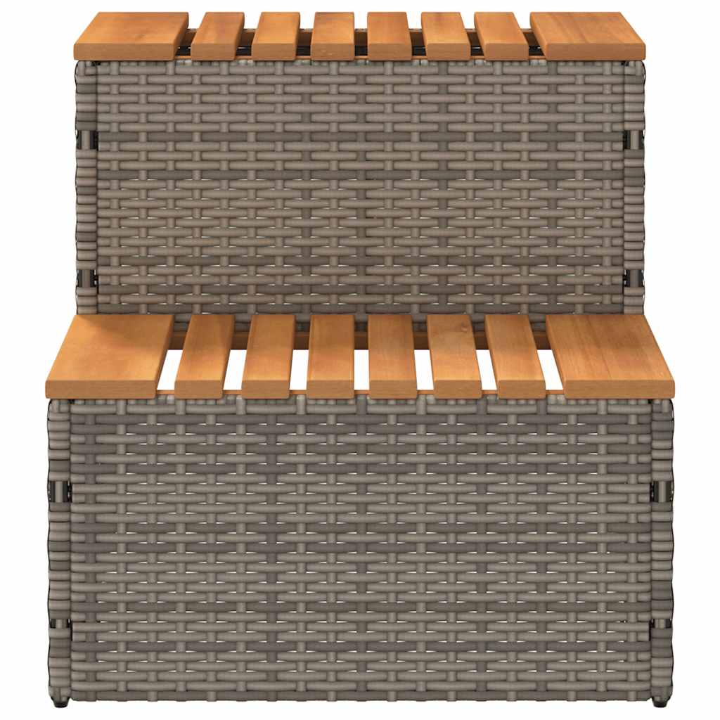 Grey hot tub step 50x50x50.5cm solid acacia polyrattan