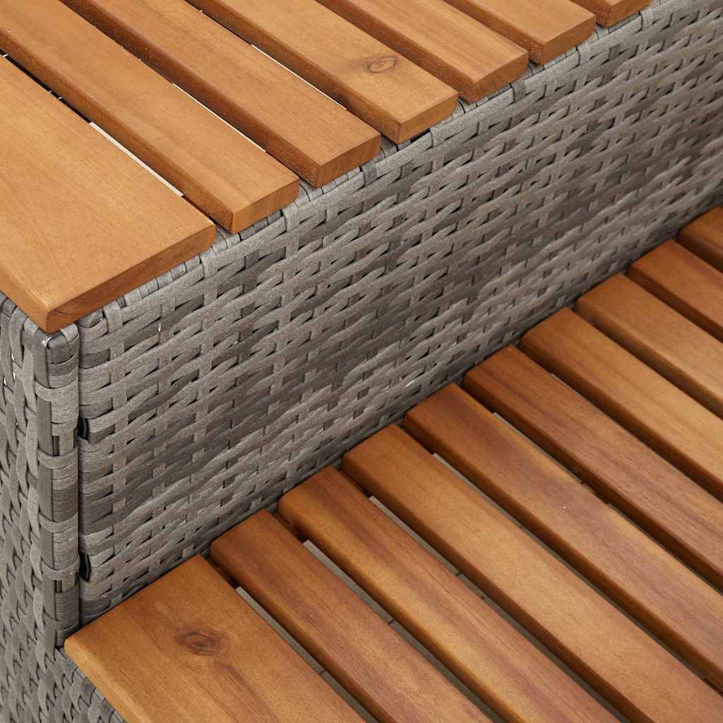 Grey hot tub step 50x50x50.5cm solid acacia polyrattan