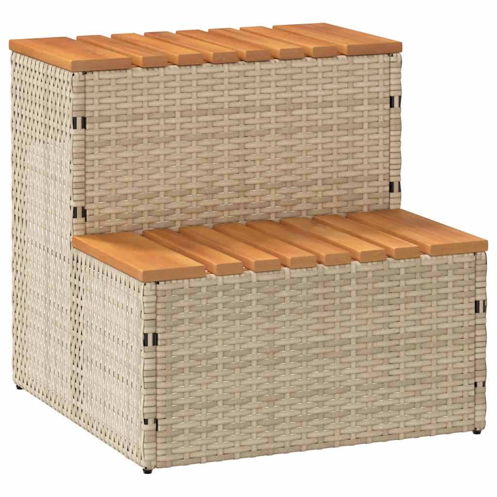 Beige hot tub step 50x50x50.5 cm solid acacia polyrattan