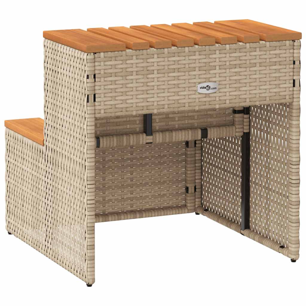 Beige hot tub step 50x50x50.5 cm solid acacia polyrattan