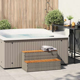 Grey whirlpool bath step 100x50x50.5 cm solid acacia polyrattan