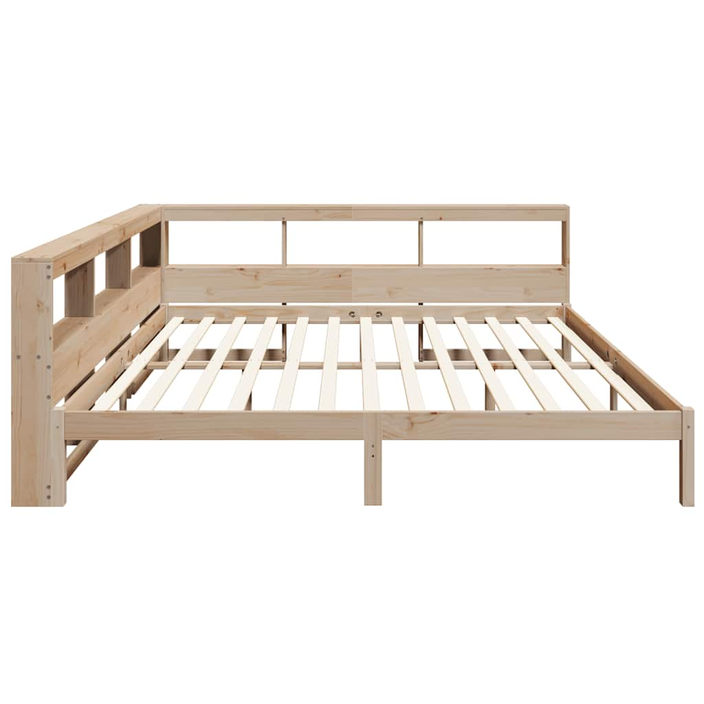 Lit bibliothèque sans matelas 200x200 cm bois massif de pin