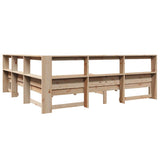 Lit bibliothèque sans matelas 200x200 cm bois massif de pin