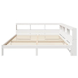 Lit bibliothèque sans matelas blanc 200x200 cm bois pin massif