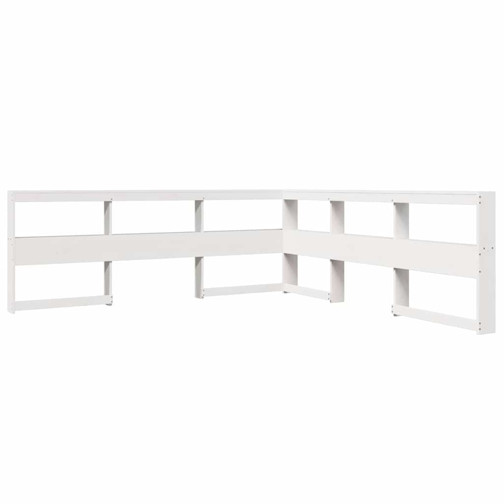 Lit bibliothèque sans matelas blanc 200x200 cm bois pin massif