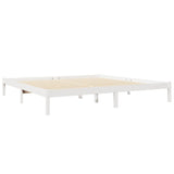 Lit bibliothèque sans matelas blanc 200x200 cm bois pin massif