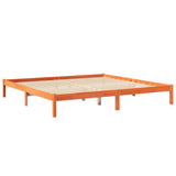 Lit bibliothèque sans matelas cire marron 200x200 cm pin massif