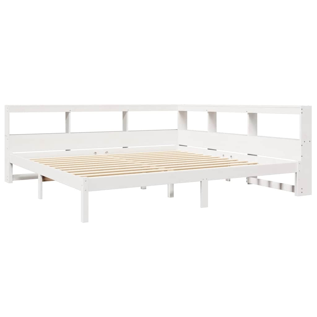 Lit bibliothèque sans matelas blanc 180x200 cm bois pin massif