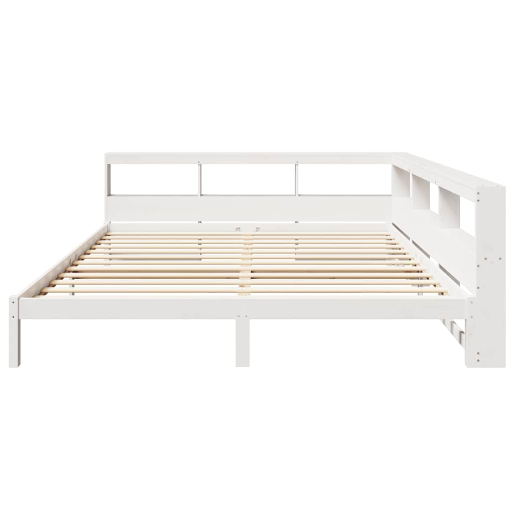 Lit bibliothèque sans matelas blanc 180x200 cm bois pin massif