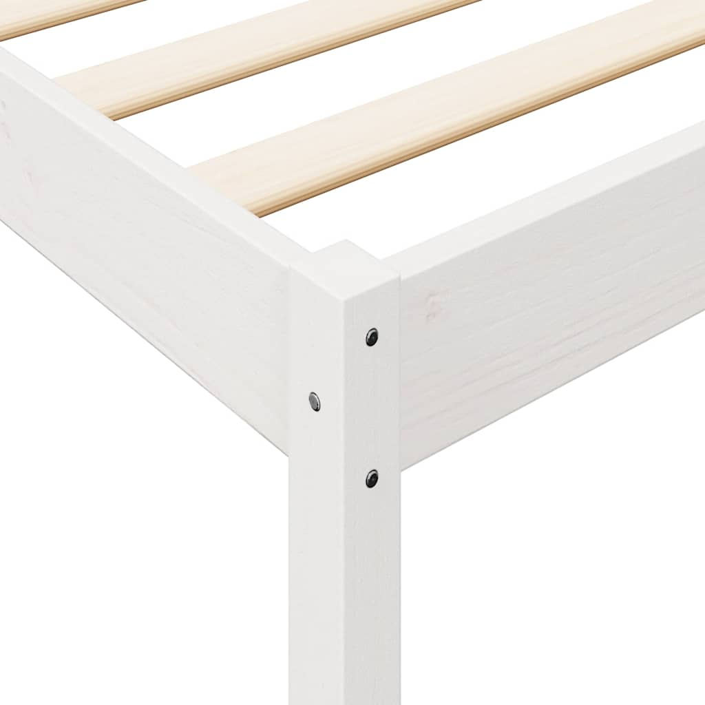 Lit bibliothèque sans matelas blanc 180x200 cm bois pin massif