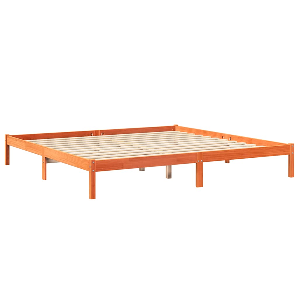 Lit bibliothèque sans matelas cire marron 180x200 cm pin massif