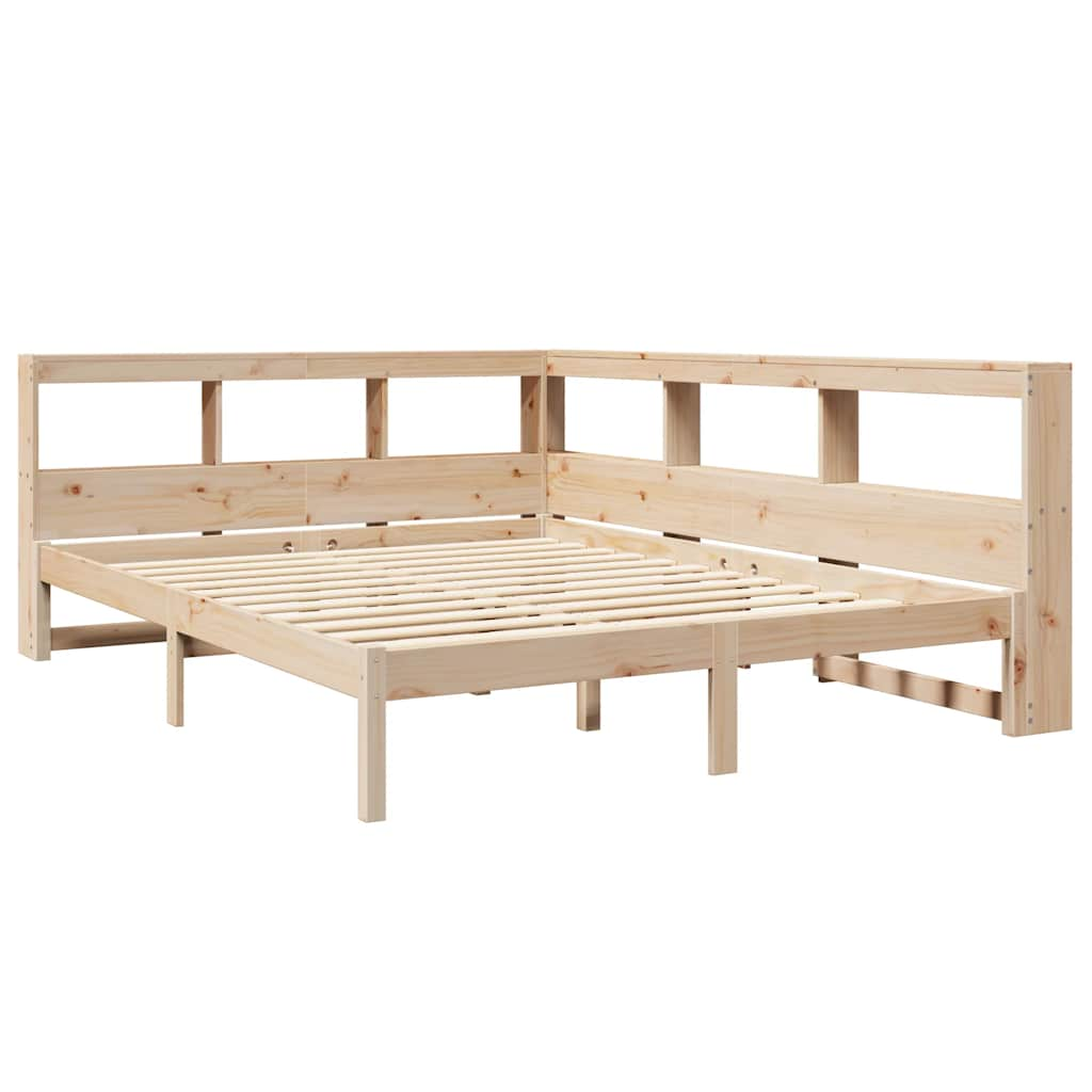 Lit bibliothèque sans matelas 160x200 cm bois massif de pin