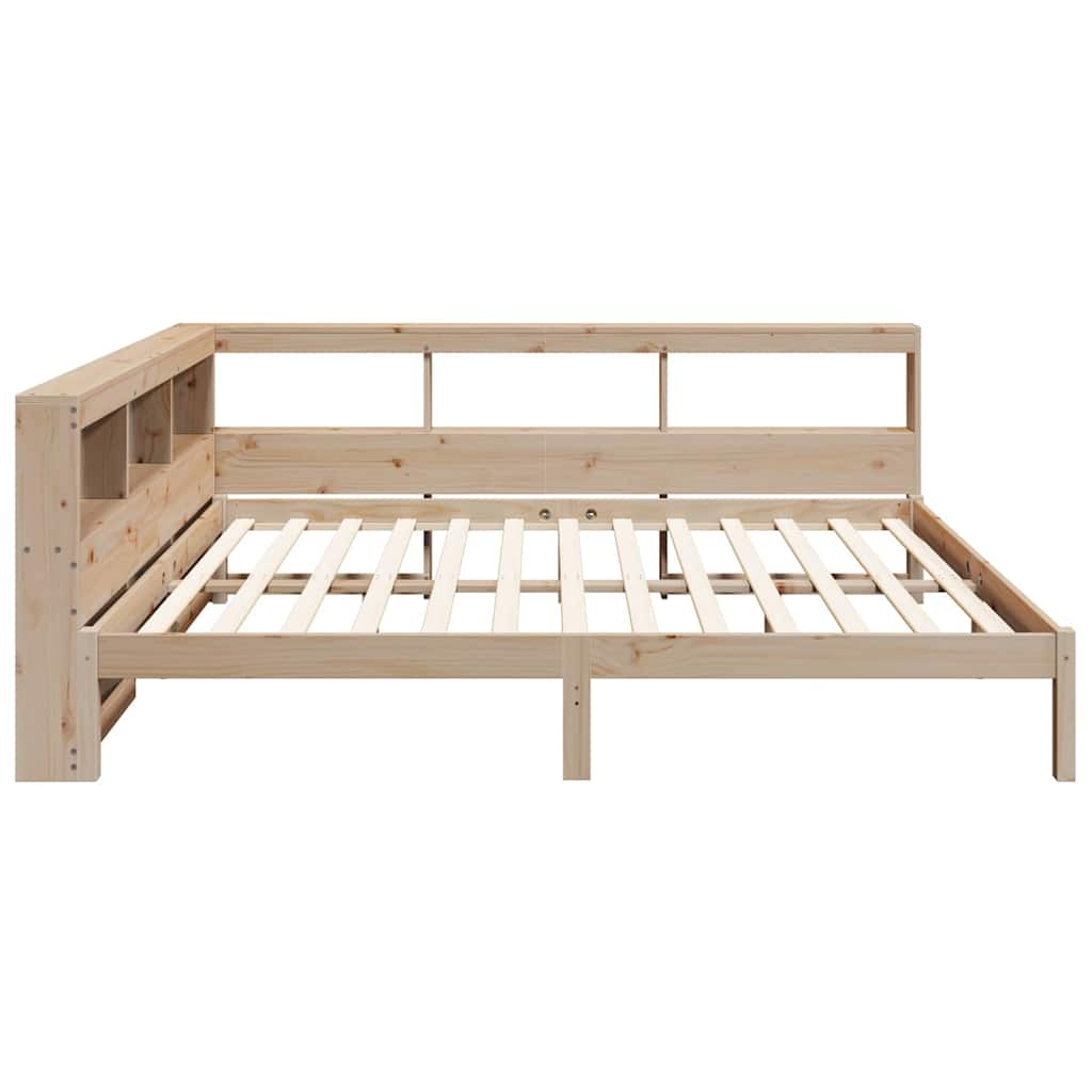 Lit bibliothèque sans matelas 160x200 cm bois massif de pin