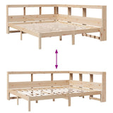 Lit bibliothèque sans matelas 160x200 cm bois massif de pin