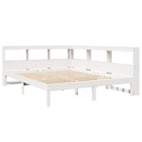 Lit bibliothèque sans matelas blanc 160x200 cm bois pin massif