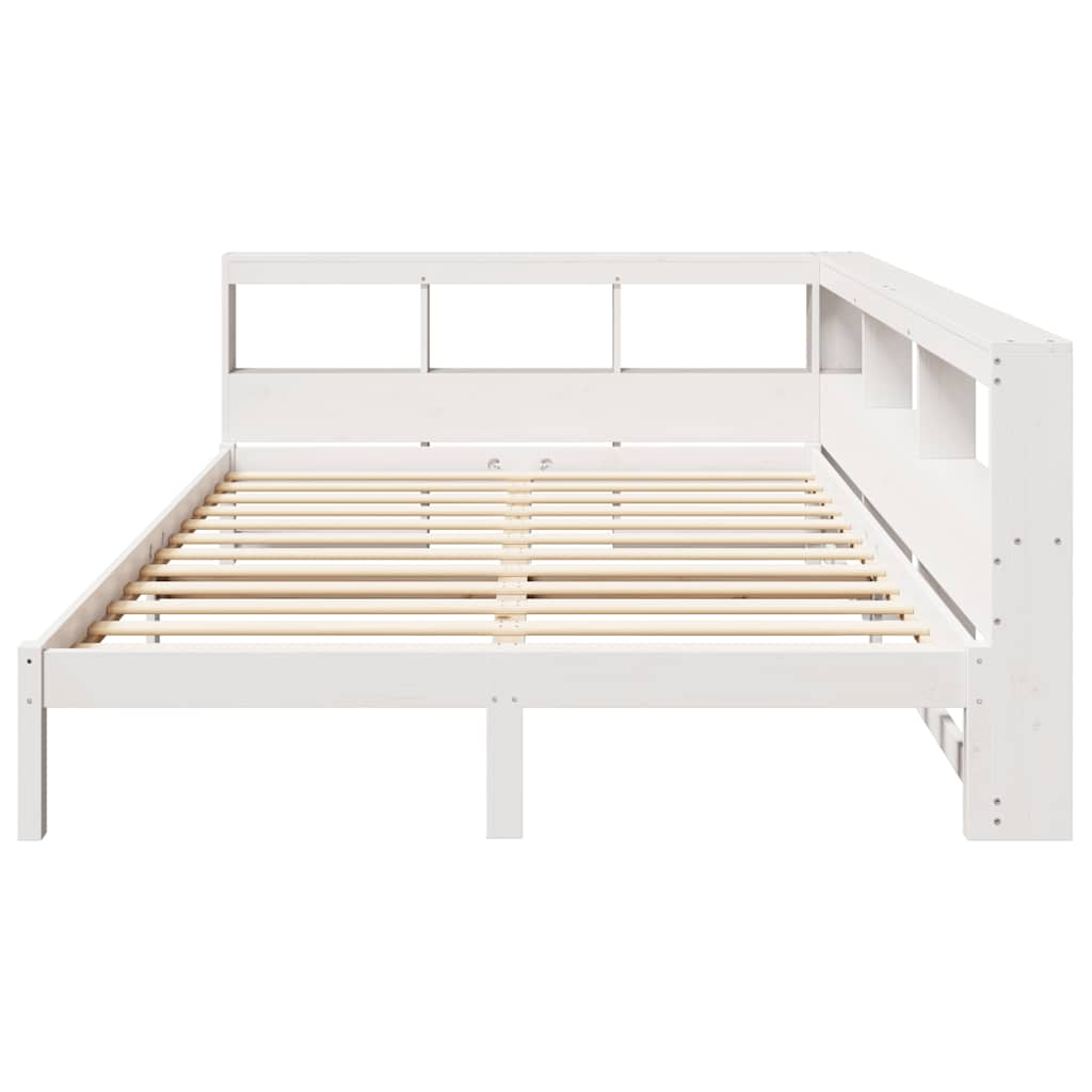 Lit bibliothèque sans matelas blanc 160x200 cm bois pin massif