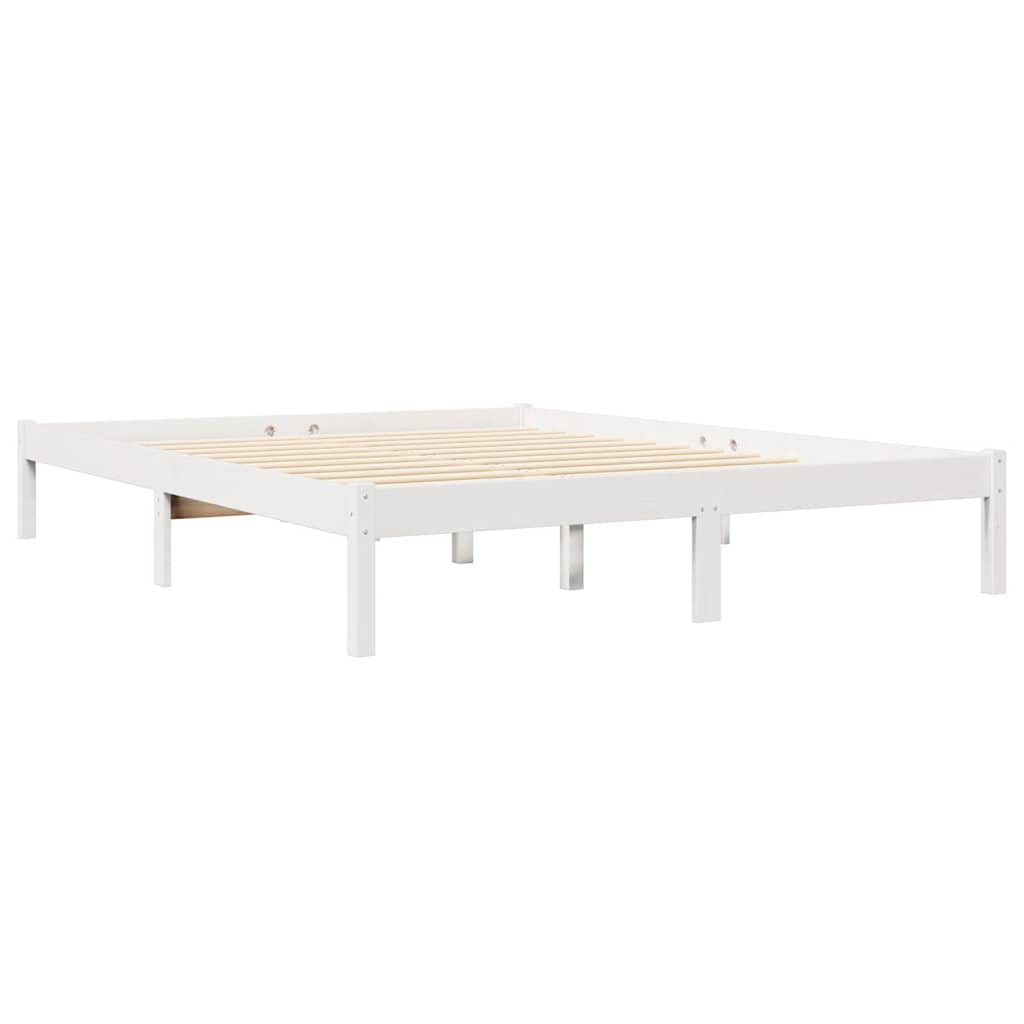 Lit bibliothèque sans matelas blanc 160x200 cm bois pin massif