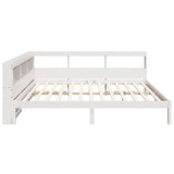 Lit bibliothèque sans matelas blanc 160x200 cm bois pin massif