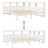 Lit bibliothèque sans matelas blanc 160x200 cm bois pin massif