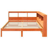 Lit bibliothèque sans matelas cire marron 160x200 cm pin massif