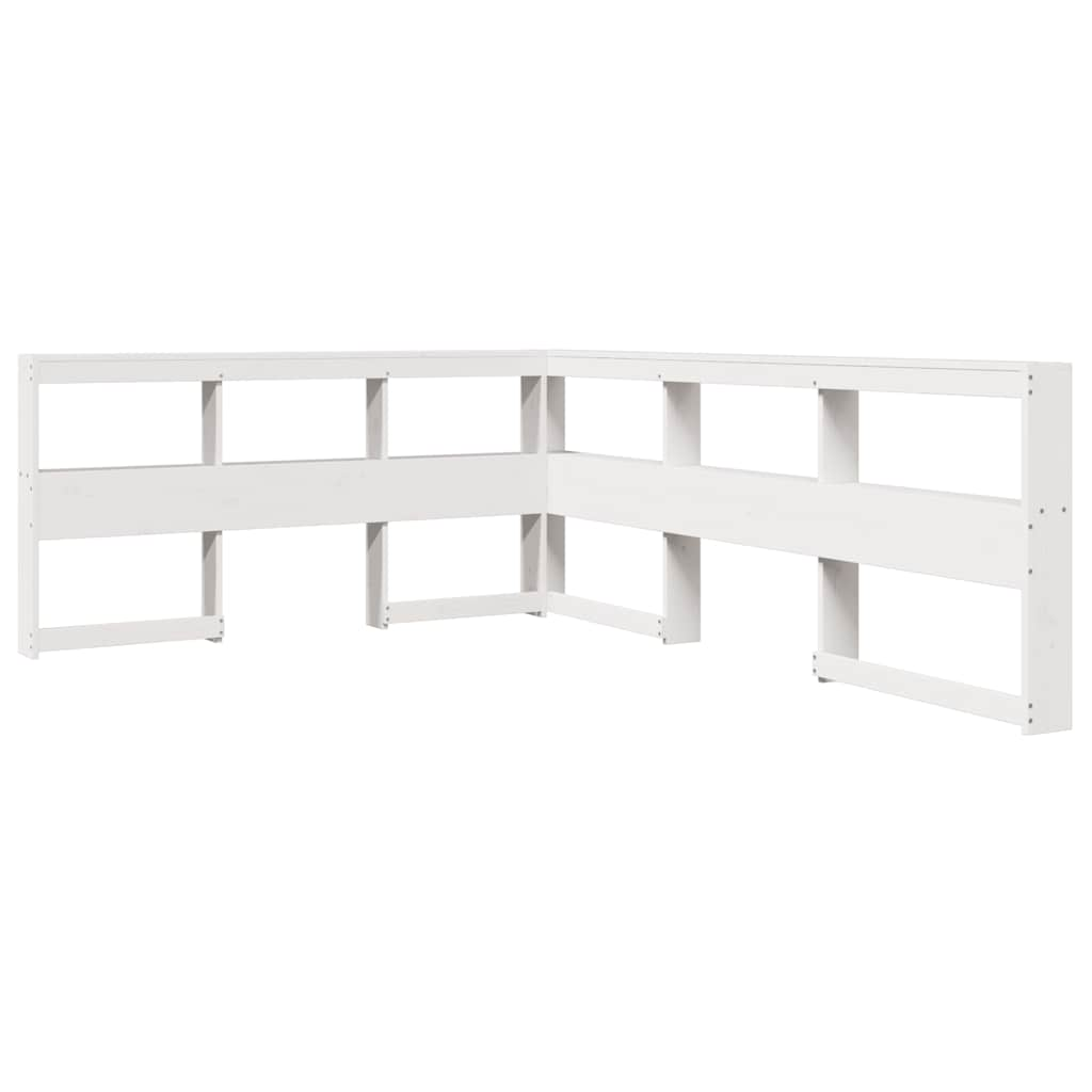 Lit bibliothèque sans matelas blanc 150x200 cm bois pin massif