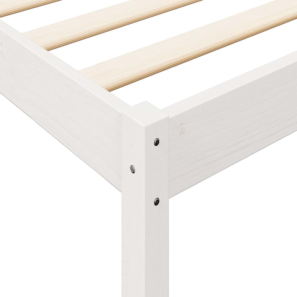 Lit bibliothèque sans matelas blanc 150x200 cm bois pin massif