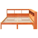 Lit bibliothèque sans matelas cire marron 150x200 cm pin massif