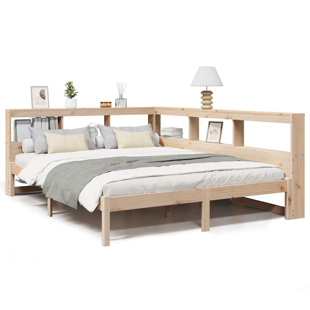 Library bed without mattress 140x200 cm solid pine wood