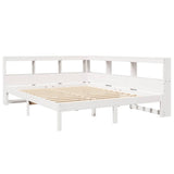 Lit bibliothèque sans matelas blanc 140x200 cm bois pin massif