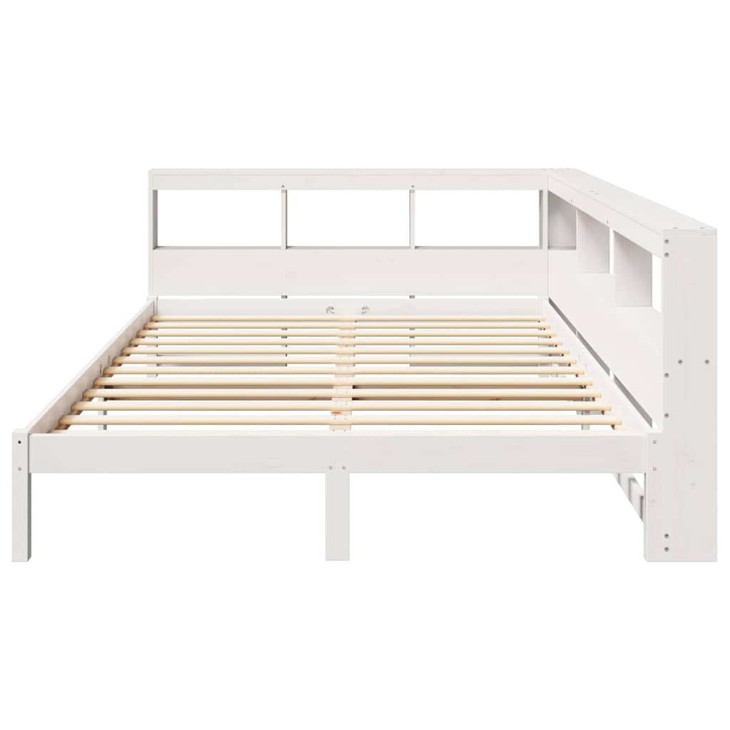 Lit bibliothèque sans matelas blanc 140x200 cm bois pin massif