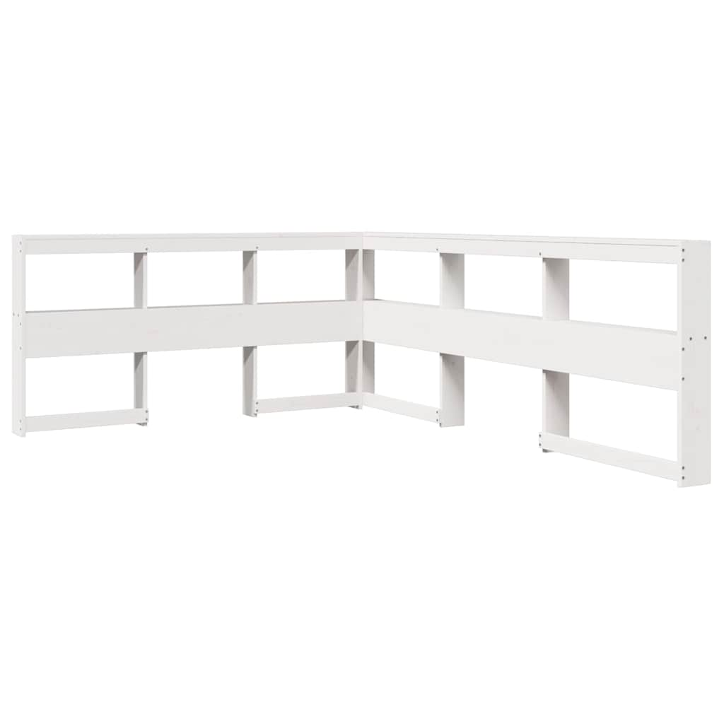 Lit bibliothèque sans matelas blanc 140x200 cm bois pin massif