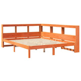 Lit bibliothèque sans matelas cire marron 140x200 cm pin massif