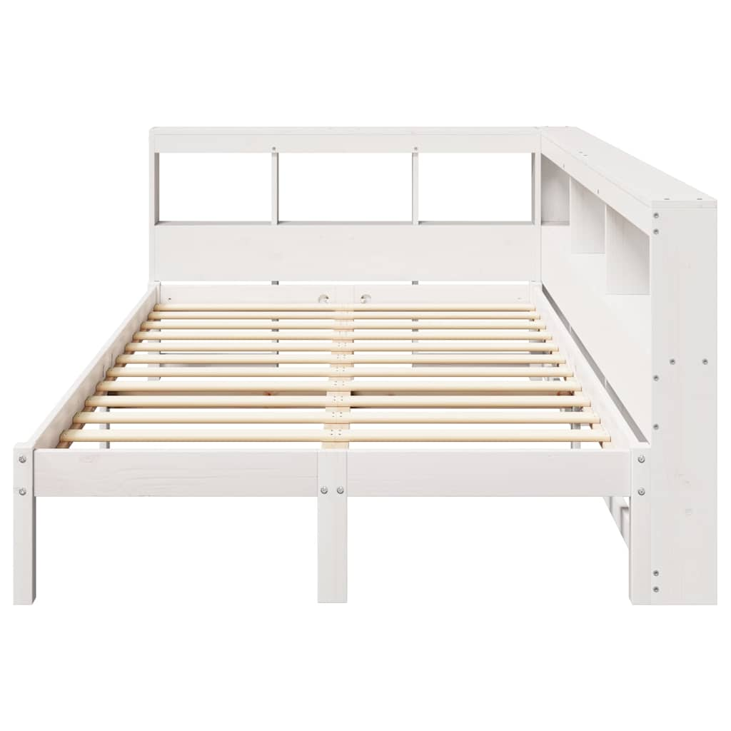 Lit bibliothèque sans matelas blanc 120x200 cm bois pin massif