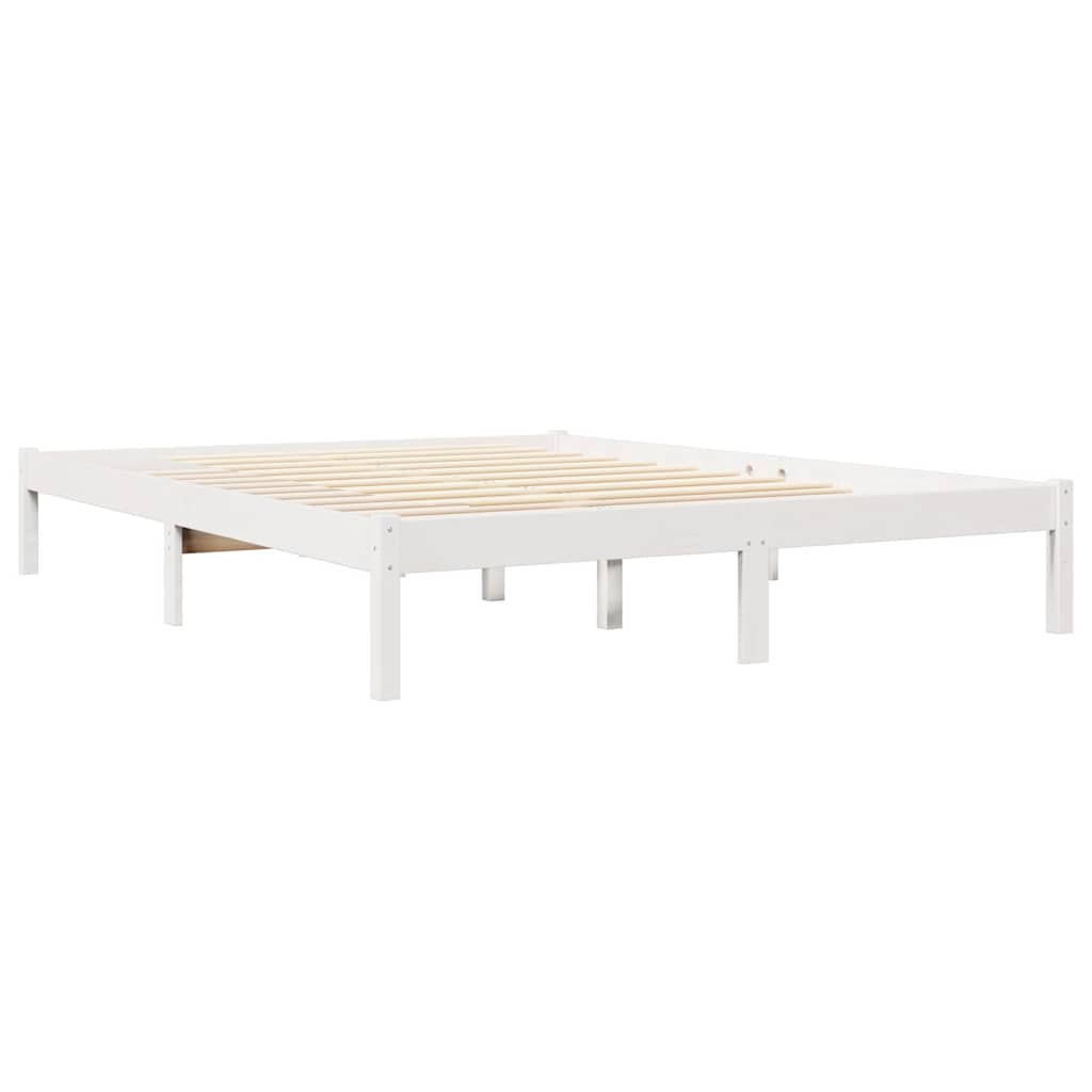 Lit bibliothèque sans matelas blanc 120x200 cm bois pin massif