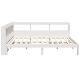 Lit bibliothèque sans matelas blanc 120x200 cm bois pin massif