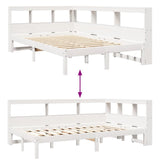 Lit bibliothèque sans matelas blanc 120x200 cm bois pin massif