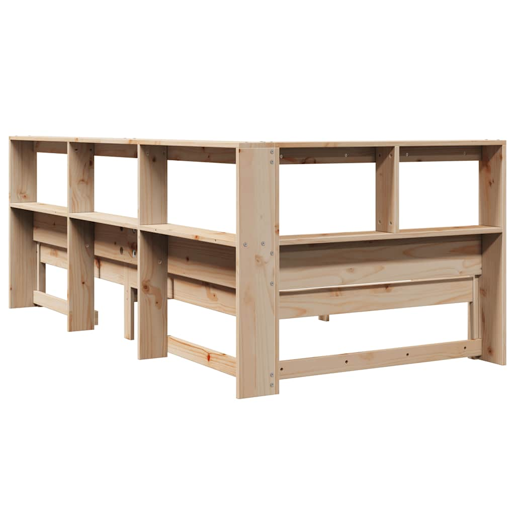 Library bed without mattress 100x200 cm solid pine wood