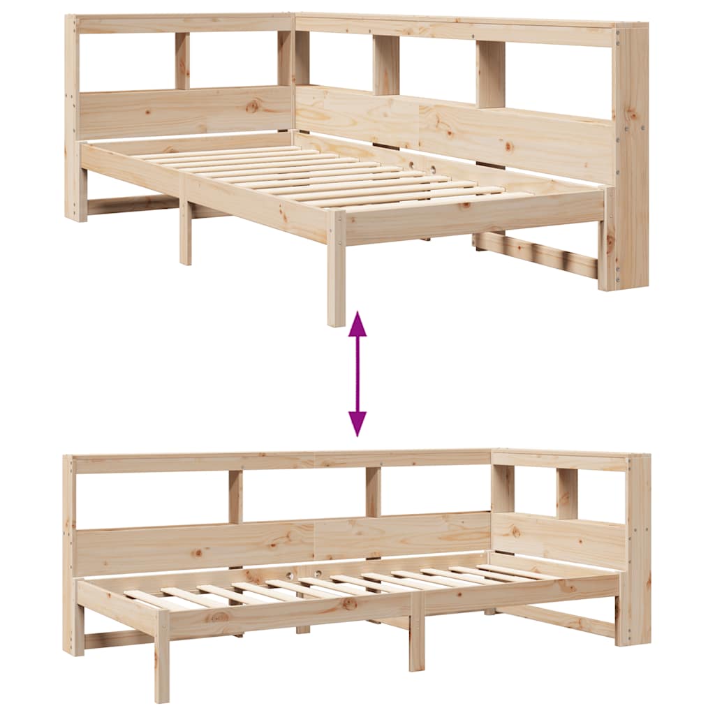 Library bed without mattress 100x200 cm solid pine wood