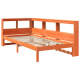 Lit bibliothèque sans matelas cire marron 100x200 cm pin massif