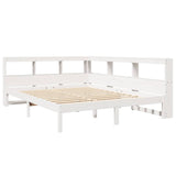 Lit bibliothèque sans matelas blanc 140x190 cm bois pin massif