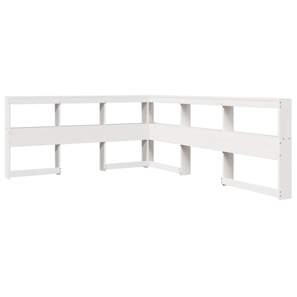 Lit bibliothèque sans matelas blanc 140x190 cm bois pin massif