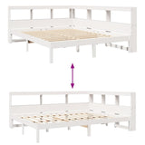 Lit bibliothèque sans matelas blanc 140x190 cm bois pin massif