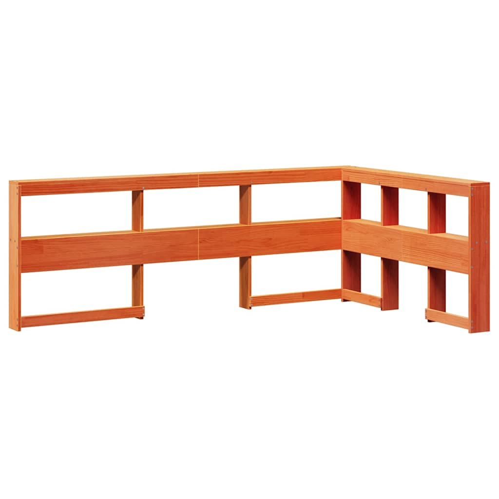 Lit bibliothèque sans matelas cire marron 140x190 cm pin massif