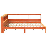 Lit bibliothèque sans matelas cire marron 140x190 cm pin massif