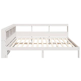 Lit bibliothèque sans matelas blanc 135x190 cm bois pin massif