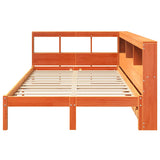 Lit bibliothèque sans matelas cire marron 135x190 cm pin massif