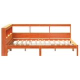 Lit bibliothèque sans matelas cire marron 135x190 cm pin massif