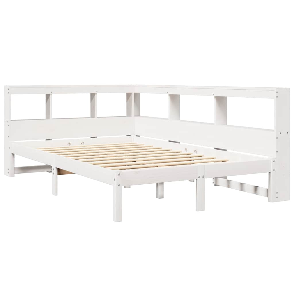 Lit bibliothèque sans matelas blanc 120x190 cm bois pin massif