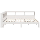 Lit bibliothèque sans matelas blanc 120x190 cm bois pin massif