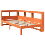 Lit bibliothèque sans matelas cire marron 90x190 cm pin massif